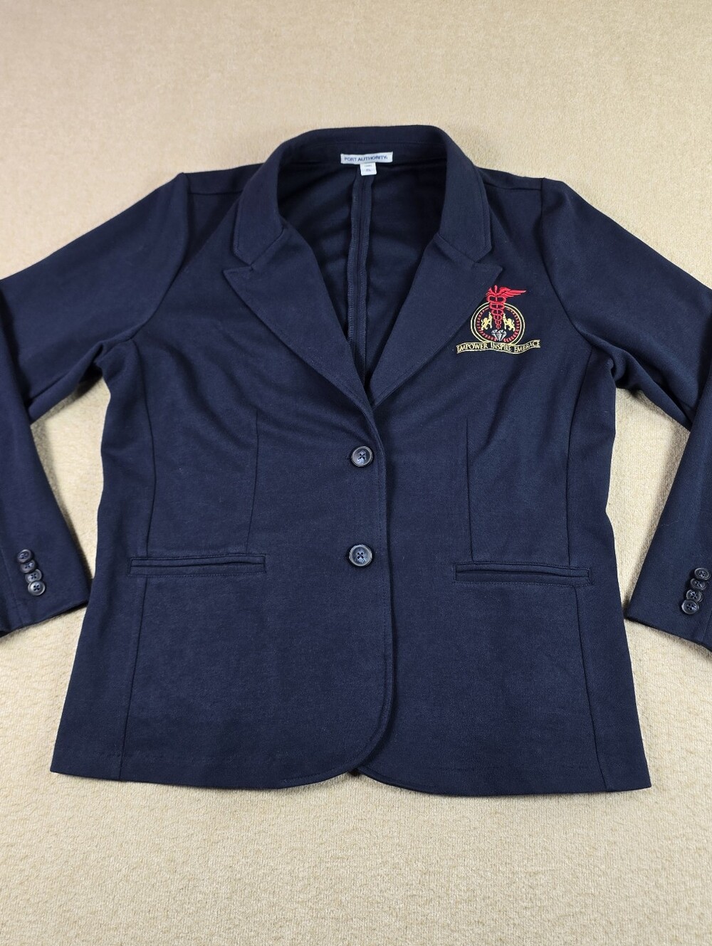 Port Authority Womens XL Navy Knit Blazer Embroidered Medical Logo Jacket
